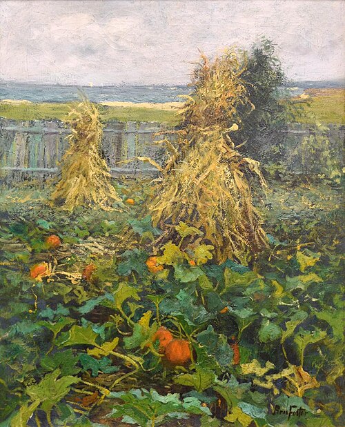 Corn Stalks and Pumpkins, 1915, Ben Foster