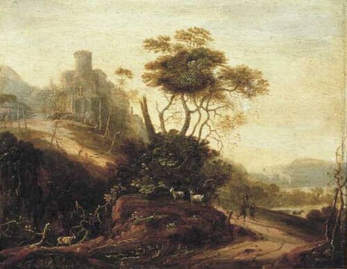 Italian Landscape with Goats, 1661, Abraham Blommaert