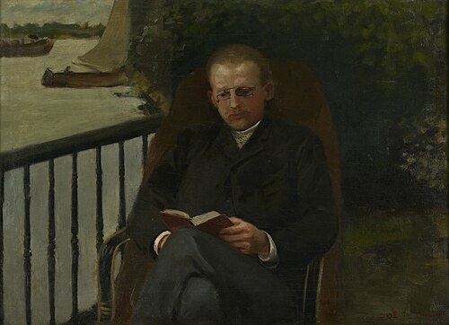 Portret van een lezende man, 1891, Carel Eliza van der Sande Lacoste