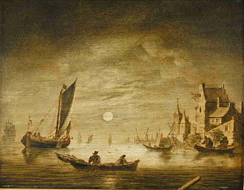 Riviergezicht bij maanlicht, 1675, Cornelis Pietersz. de Mooy