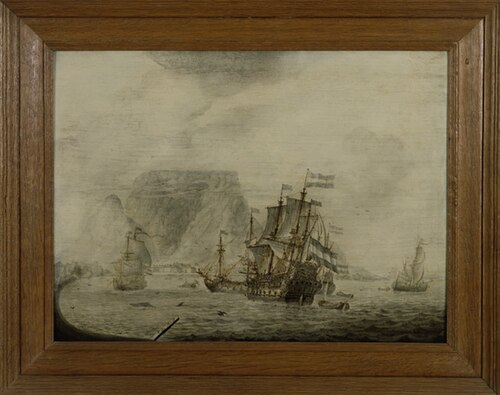 Oostindiëvaarder bij Kaap de Goede Hoop, 1672, Cornelis Pietersz. de Mooy