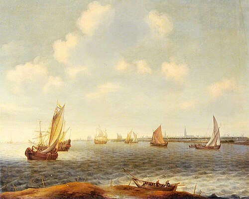Vessels in an Estuary off Amsterdam, 1670, Cornelis Pietersz. de Mooy