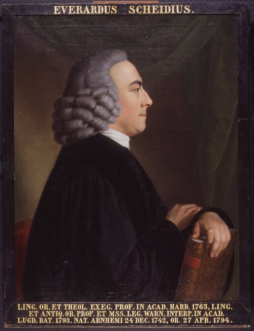 Portret van Everard Scheidius, hoogleraar Oosterse Talen en Hebreeuwse Oudheden te Leiden, 1794, Cornelis van Cuylenburgh