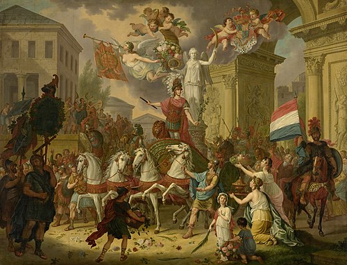 Allegory of the Triumphal Procession of the Prince of Orange, later King William II, as the Hero of , 1815, Cornelis van Cuylenburgh