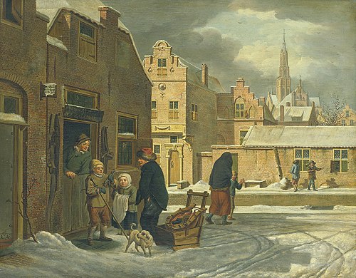 Cityscape in winter, 1801, Dirk Jan van der Laan