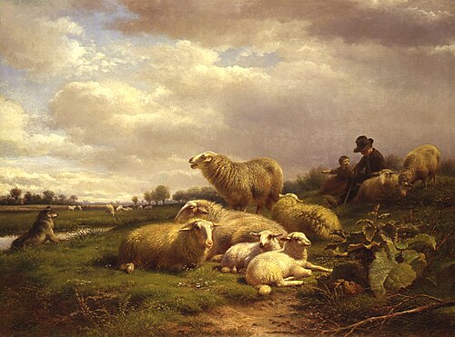 Polderlandschap met schapen, , Frans Lebret