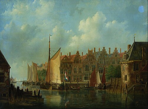Stadsgezicht te Dordrecht, , Frans Jacobus van den Blijk
