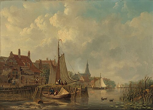 View of a River near Giessen-Nieuwkerk, 1855, Frans Jacobus van den Blijk