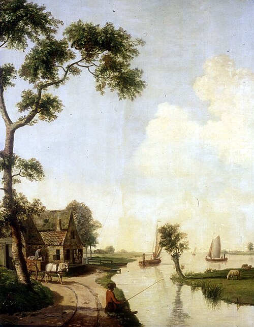 Landschappen - geschilderd kamerbehangsel, 1782, Gerardus Wieringa