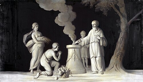 Serie van drie schilderstukken met allegorische voorstellingen van vrede, landbouw en koophandel, 1787, Gerardus Wieringa