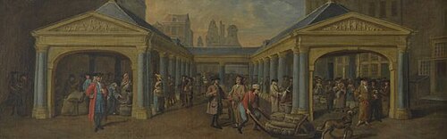 Gezicht op de Vlasmarkt te Rotterdam, uit het zuiden, , Gerard Sanders