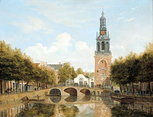The Torensluis (tower lock) and the Jan Roodenpoortstoren in Amsterdam, 1829, Hendrik Gerrit ten Cate