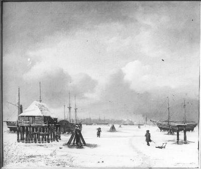 Winter on the IJ, 1824, Hendrik Gerrit ten Cate