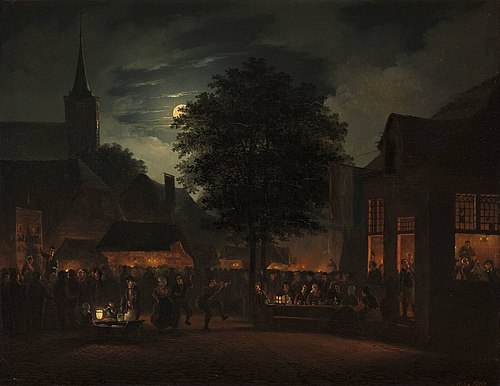 Village fair by night, 1850, Hendrik Gerrit ten Cate