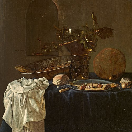 Still Life with a Rummer, Bread, and Fish, 1650, Jan Fris