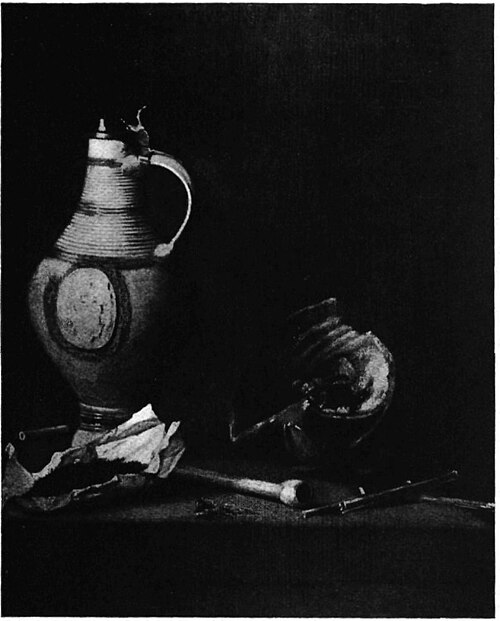 Still life with Westerwald stoneware pitcher with smoking attributes, 1670, Jan Fris