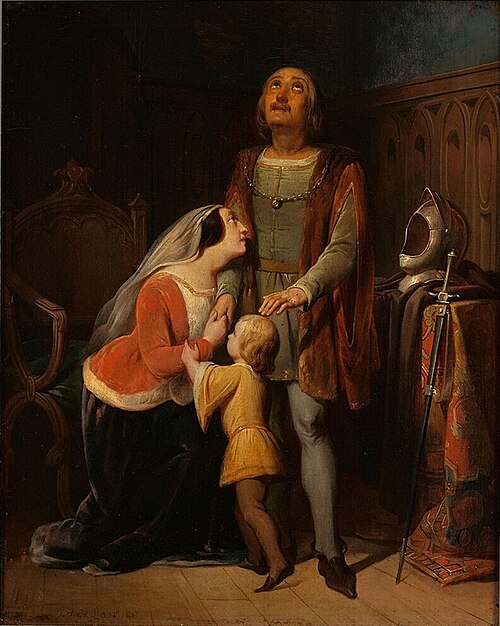 Albrecht Beiling Taking Leave of his Wife and Child, 1847, Jan Hendrik van de Laar