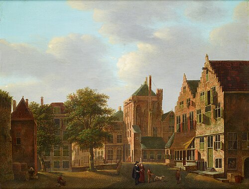 City View with elegant Couple, 1823, Jan Hendrik Verheijen