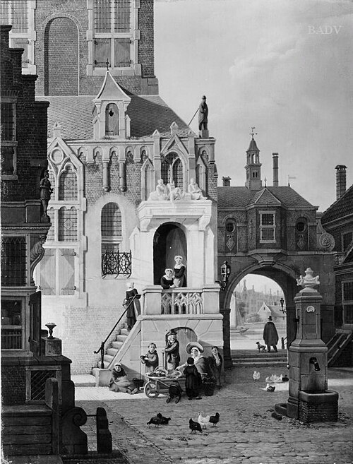 Das alte Hospital im Haag mit Staffage, 1803, Jan Hendrik Verheijen