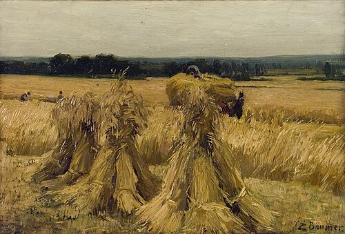 Roggevelden op de Esch bij Rijssen, met   Holterberg op achtergrond., 1904, Johan Ernst Bäumer