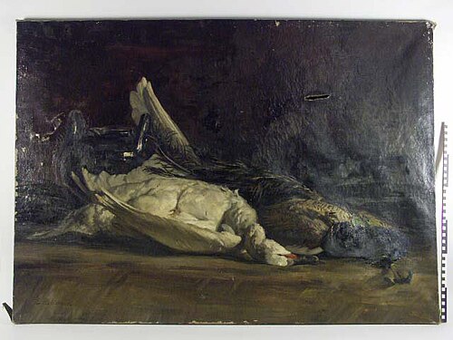 Stilleven met dode pauw en zwaan., 1904, Johan Ernst Bäumer