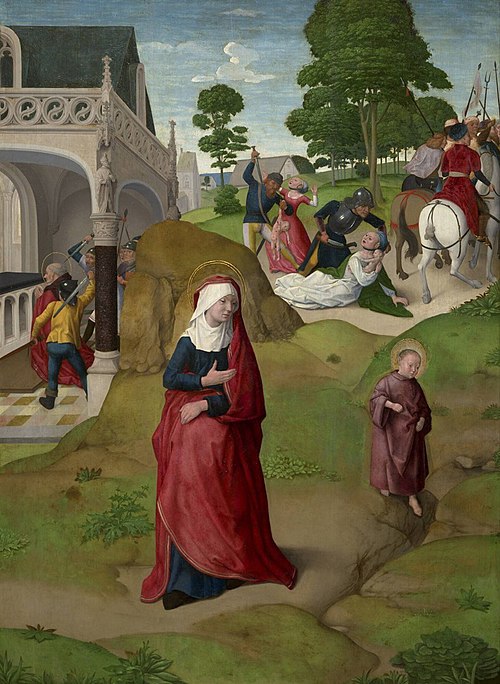 Elizabeth Fleeing with Her Son, 1505, Meester van het Johannes-Altaa