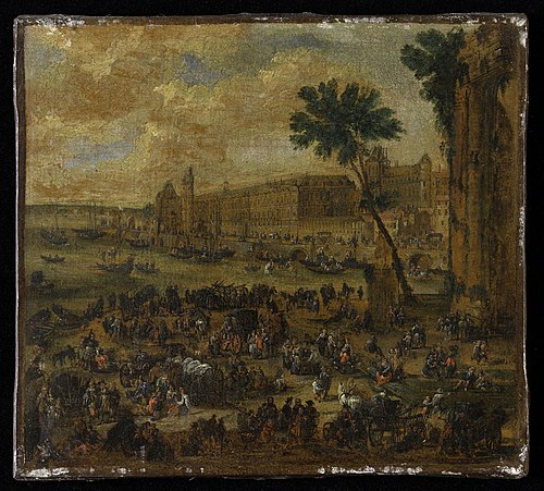 Le Louvre et la Galerie du bord de l'eau, vus du Pont-Neuf, vers 1650, 1650, Pieter Casteels II