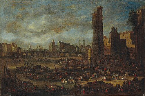 View of Paris, with the Pont Neuf and the Tour de Nesle, 1675, Pieter Casteels II