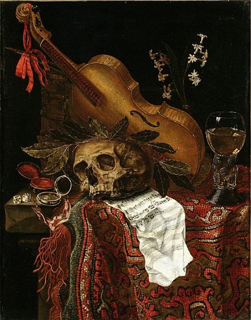 Vanitas still life, 1668, Peter van Kessel