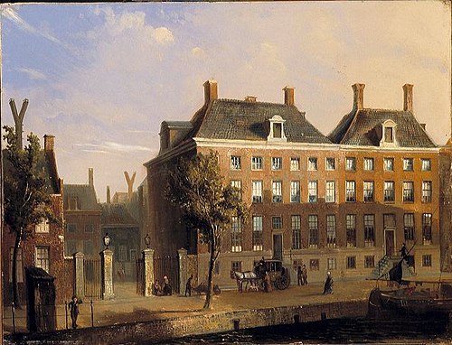 Oudezijds Voorburgwal met toegang tot het Prinsenhof, 1850, Pierre Tetar van Elven
