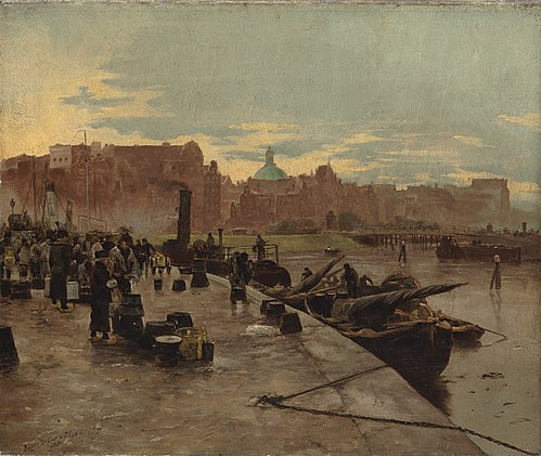 Zuivelmarkt aan de Prins Hendrikkade, 1881, Pierre Tetar van Elven