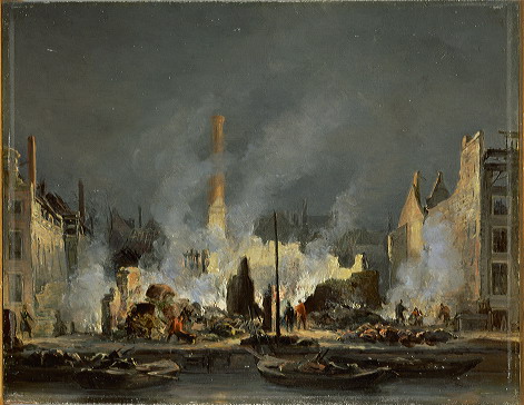 Brand van de suikerfabriek Het Paardehoofd van I.H. Rupe & Zoon, 1845, Pierre Tetar van Elven
