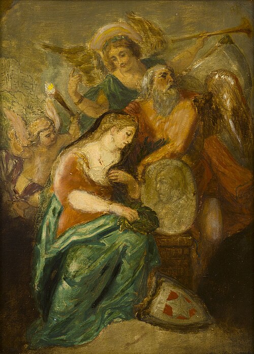Allegorie op de dood van Martinus Johannes van Heylerhoff 1776-1854, historicus, , Theodore Schaepkens