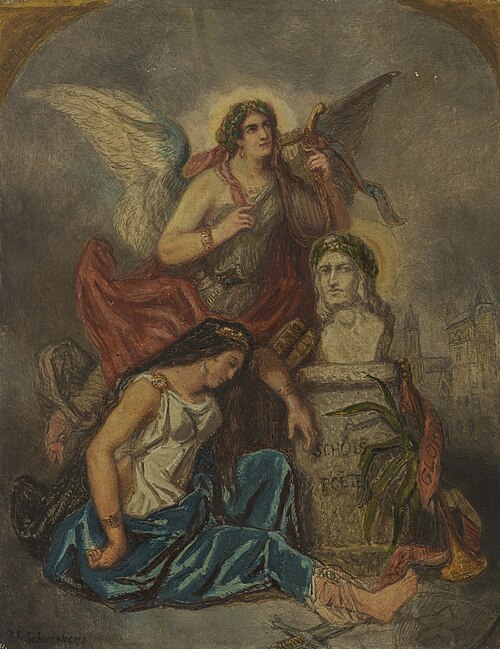 Allegorie op de dood van Petrus E. Schols 1768-1847, dichter en letterkundige, , Theodore Schaepkens