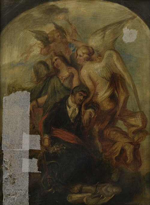 Allegorie op de dood van Mathias Kessels 1784-1836, beeldhouwer, 1818, Theodore Schaepkens