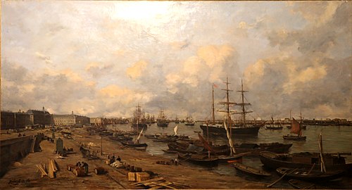 Port de Bordeaux, vue prise du pont de la Bastide, 1887, Robert Mols