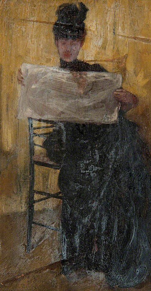Ethel Philip reading a newspaper, 1888, Beatrice Whistler
