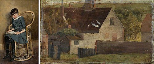 Child in a Wicker Chair (recto), A House (verso), 1883, Beatrice Whistler