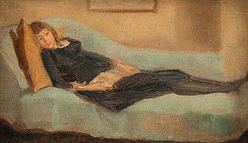 Girl Resting on a Sofa, 1888, Beatrice Whistler