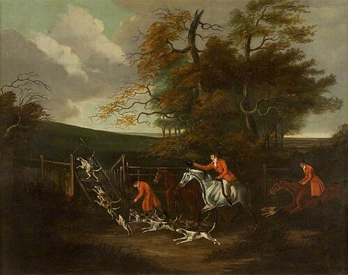 Huntsmen Encouraging the Hounds across a High Stile, , Dean Wolstenholme the younger