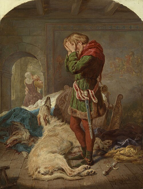 LLywelyn (1173-1240) and his Brave Hound, Gelert, 1880, Gourlay Steell