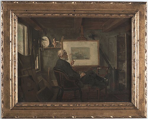 Johan Adolph Rust in zijn atelier, 1899, Martin Monnickendam
