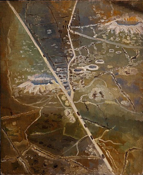 Mine Craters at Albert Seen from an Aeroplane, 1918, Richard Carline