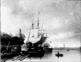 Binnenhaven met zeilschepen, 1868, Johannes Hilverdink