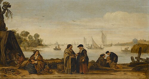 River landcape with gypsies, 1628, Arent Arentsz