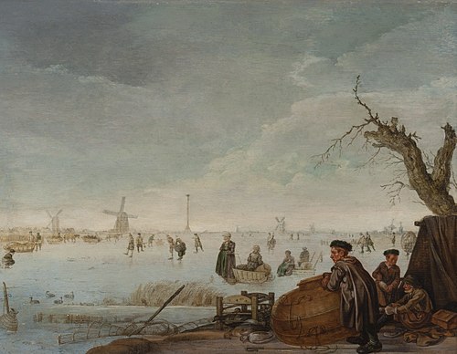 Ice Landscape with Duck Hunters, 1630, Arent Arentsz