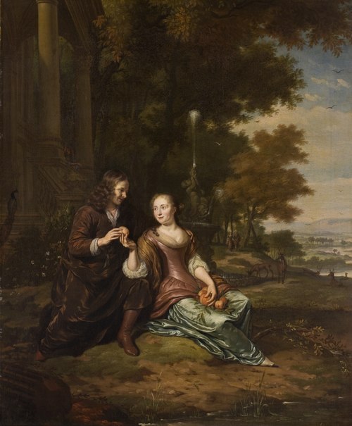 Portrait of a young couple, 1679, Michiel van Musscher