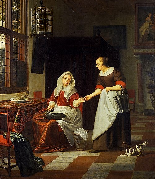 Interior with a Woman and her Maid, 1669, Michiel van Musscher