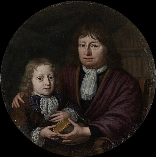 Isaac Pontanus Giving a Gold Medal to his Grandson Hendrik van Beek, 1689, Michiel van Musscher