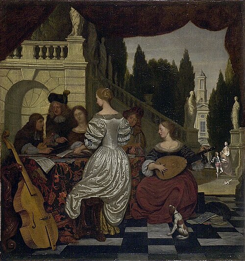 Musical company on a terrace, 1690, Michiel van Musscher
